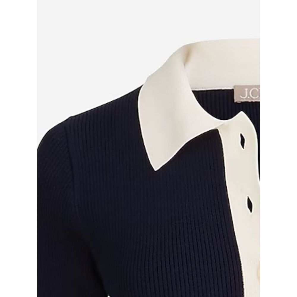 J. Crew Short-sleeve contrast-trim sweater-dress BP517 Navy white size 2X NWT - Picture 2 of 16